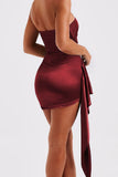 Short Mini Strapless Stretch Satin Cocktail Wedding Guest Dresses 918605172752