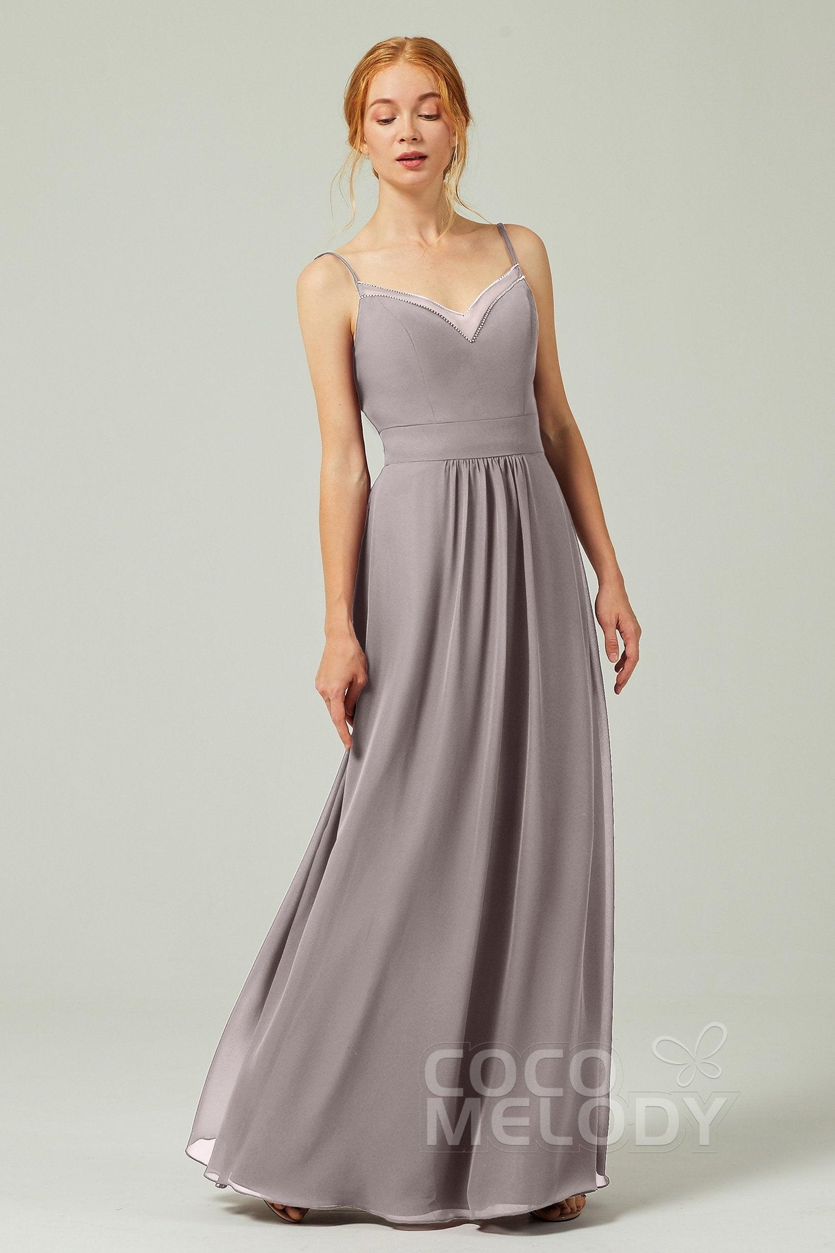 A-Line Floor Length Chiffon Bridesmaid Dress CB0293 - COCOMELODY