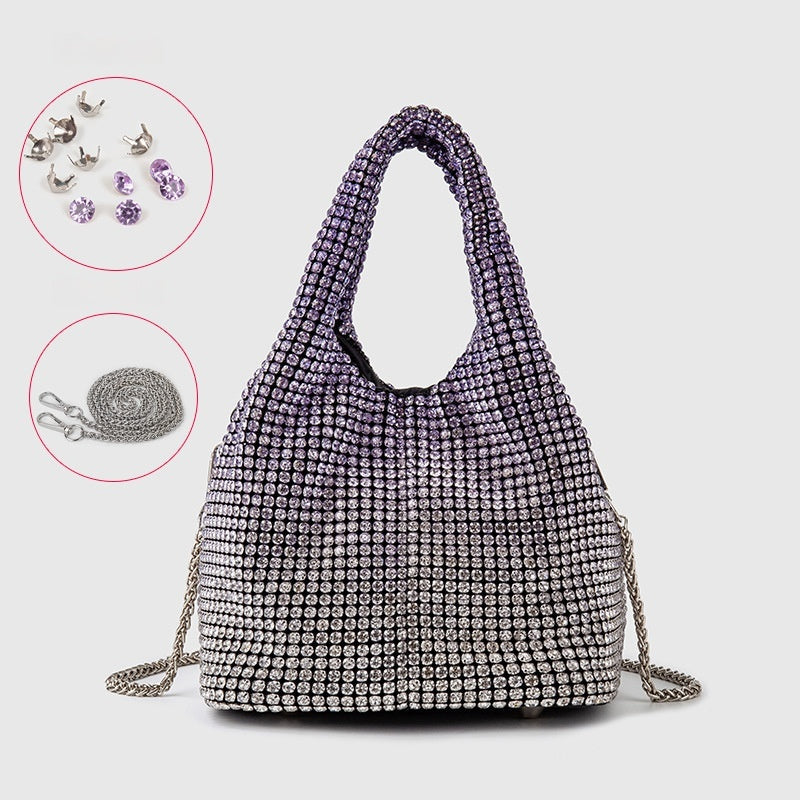 Diamond-encrusted and diamond-filled tote bucket dinner bag 819045946412 - COCOMELODY