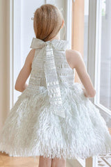 A-Line/Princess High Neck Mini Tulle Flower Girl Dresses 754069047577 - COCOMELODY