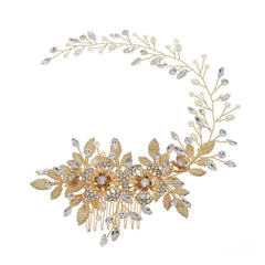 Hollow flower Pearl hair comb vintage gold hair comb 625233072059 - COCOMELODY