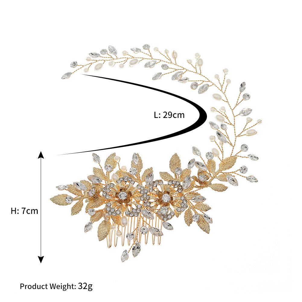 Hollow flower Pearl hair comb vintage gold hair comb 625233072059 - COCOMELODY