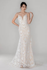 Trumpet-Mermaid Chapel Train Lace Wedding Dress CW2450 - COCOMELODY