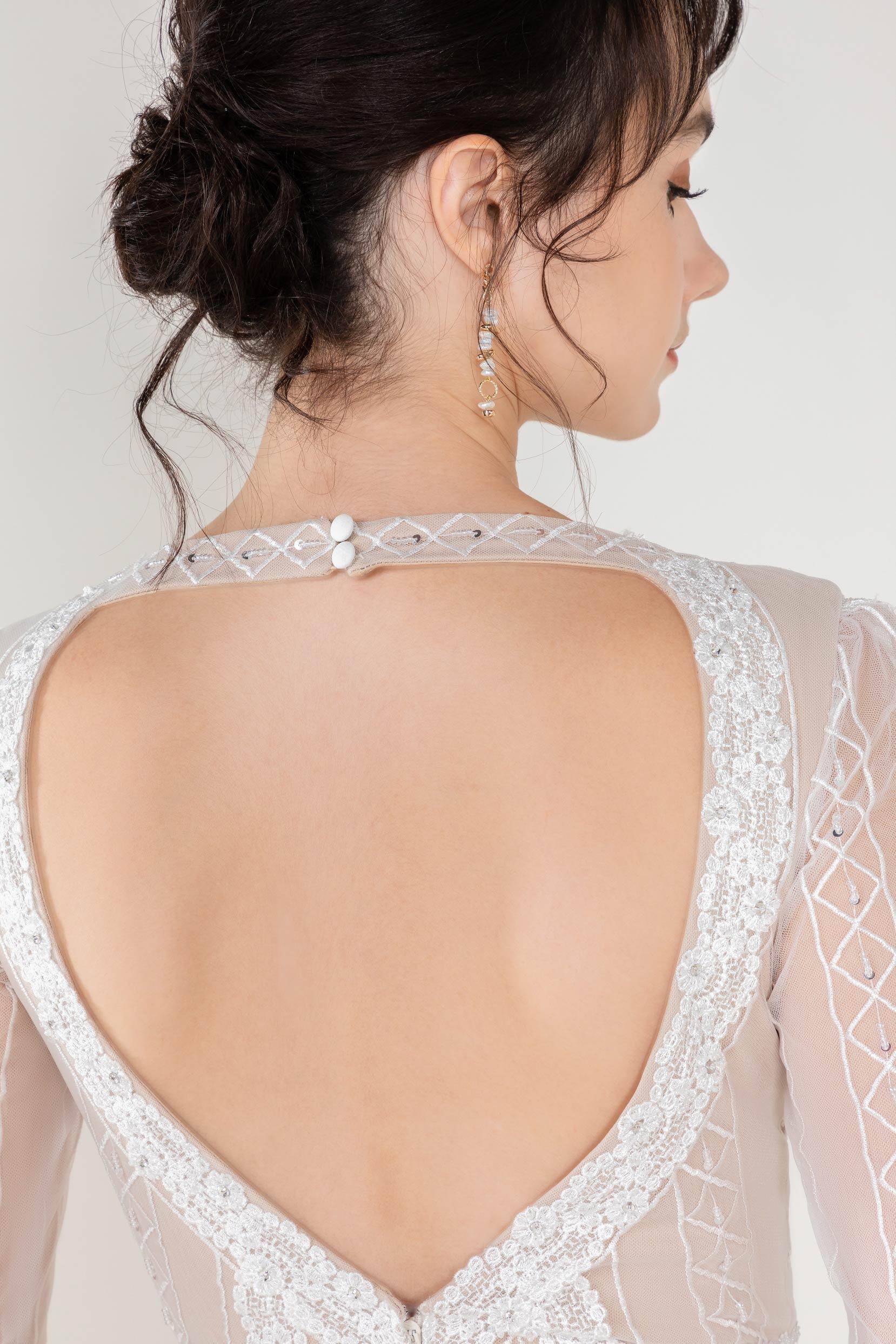 Trumpet-Mermaid Court Train Lace Wedding Dress CW2532CR - COCOMELODY