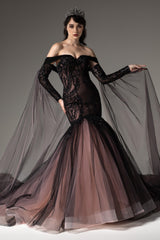 Trumpet-Mermaid Chapel Train Sequined Lace Wedding Dress CW2508 - COCOMELODY