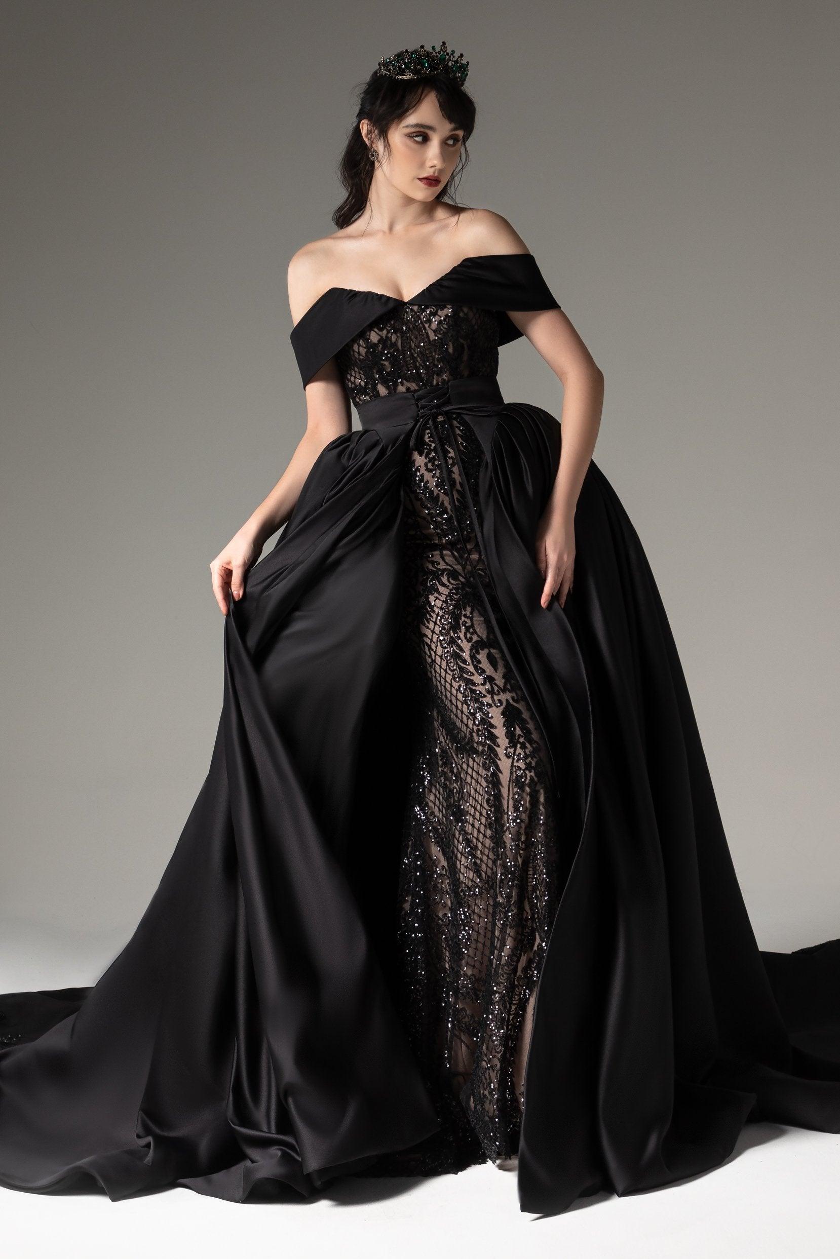 Princess Chapel Train Satin Wedding Dress CW2513 - COCOMELODY