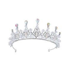 Bridal handmade Pearl tiara Pop Crystal accessories Princess headband Alloy rhinestone Women's Tiara 625613705276 - COCOMELODY