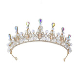 Bridal handmade Pearl tiara Pop Crystal accessories Princess headband Alloy rhinestone Women's Tiara 625613705276 - COCOMELODY