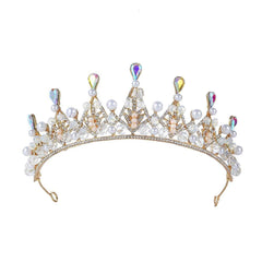 Bridal handmade Pearl tiara Pop Crystal accessories Princess headband Alloy rhinestone Women's Tiara 625613705276 - COCOMELODY