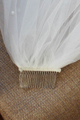 Two-tier Beaded Edge Tulle Elbow Veils with Beading 885484875185 - COCOMELODY