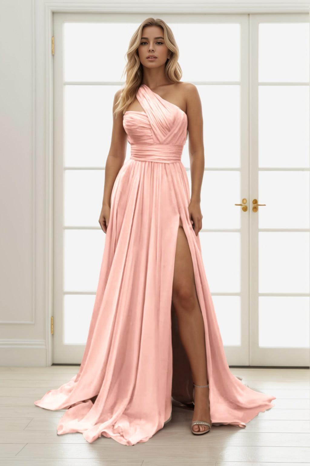A-Line Sweep-Brush Train Chiffon Prom Dress CS0435 - COCOMELODY