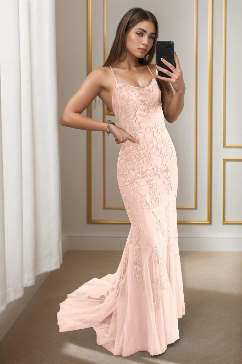 Trumpet-Mermaid Sweep-Brush Train Tulle Prom Dress CS0398 - COCOMELODY