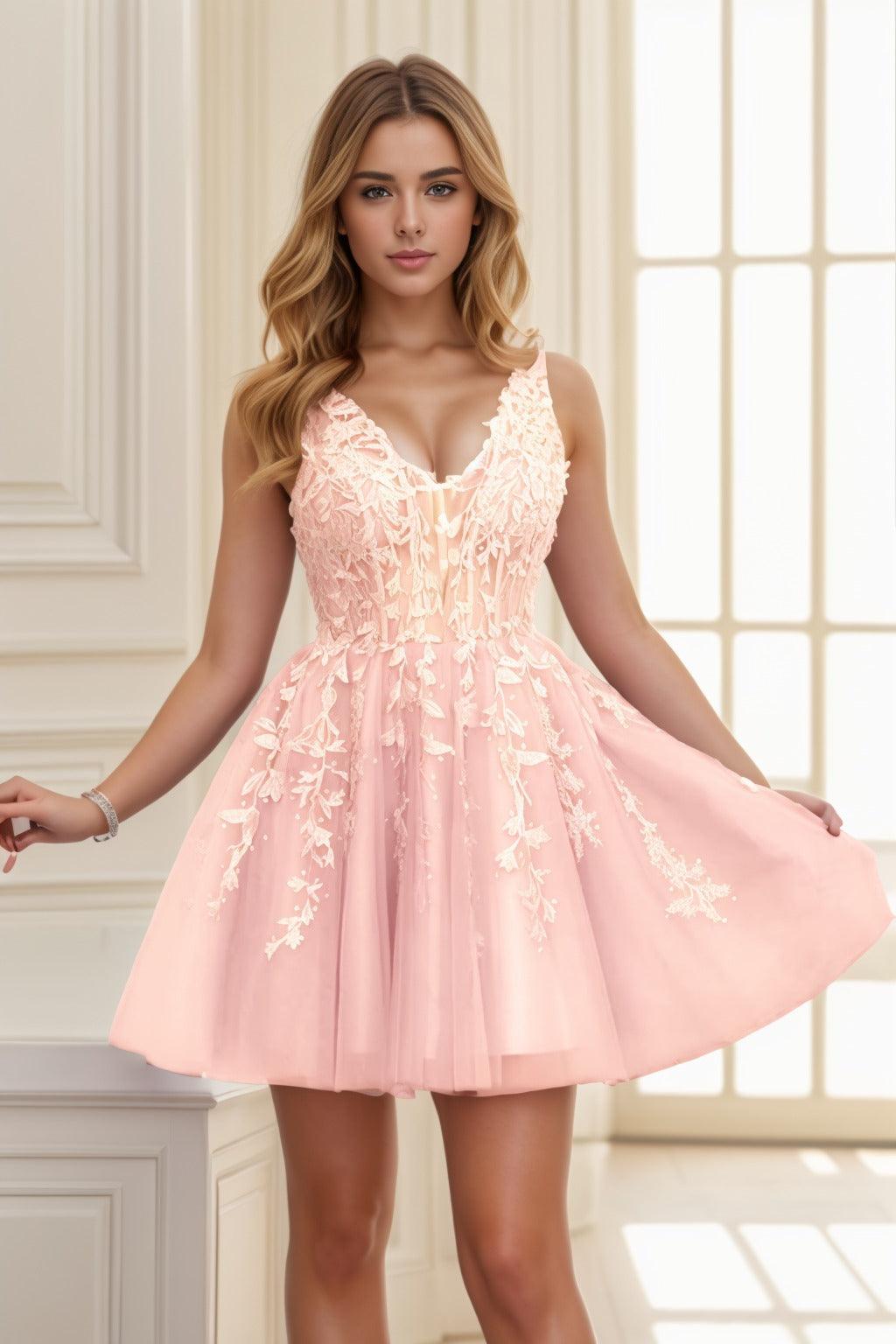 A-line Short-Mini Tulle Prom Dress CS0410 - COCOMELODY