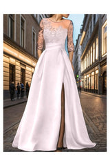 A-Line Sweep-Brush Train Silk-Like Prom Dress CS0456 - COCOMELODY