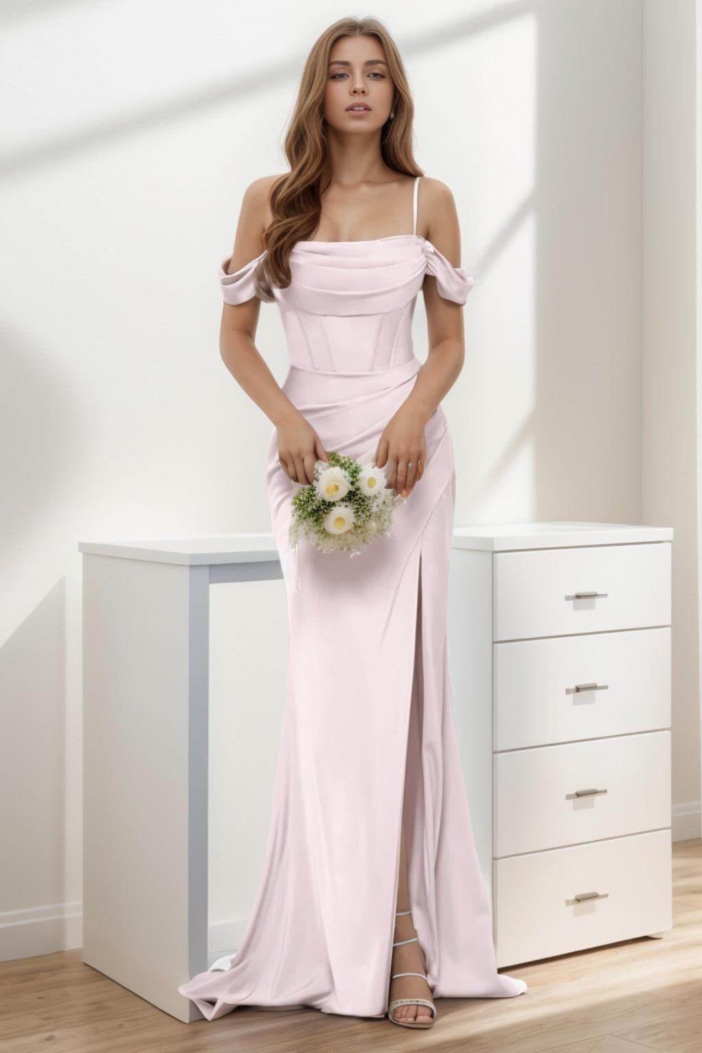 Trumpet-Mermaid Sweep-Brush Train Silk-Like Prom Dress CS0399 - COCOMELODY