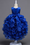 Ball Gown Illusion Round Neck Sleeveless Ruffled Organza Hi-Low Front Short Back Long Flower Girl Dresses 1029091411303