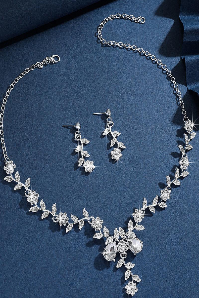 Alloy Rhinestone Necklace Earrings Jewelry 799625813629 - COCOMELODY