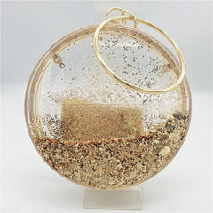 Acrylic bag round quicksand fine glitter bag evening bag 662932203167 - COCOMELODY