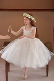 A-Line Glitter Tulle Ruffle Straps Ankle Length Flower Girl Dresses 1038452310663