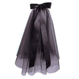 Vintage dark veil with large bow streamer 631802827806 - COCOMELODY