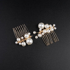 White Pearl Bridal Combs 5 PIeces 632498627705 - COCOMELODY