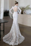 Trumpet-Mermaid Sweep-Brush Train Lace Wedding Dress 818104899723 - COCOMELODY