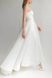 A-Line Ankle Length Organza Little White Dress 100009 - COCOMELODY