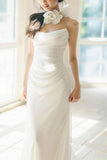 Sheath-Column Chapel Train Forged Chiffon Wedding Dress 830154757527 - COCOMELODY