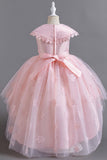 Princess Peter Pan Collar Lace Trim High-Low Floral Tulle Flower Girl Dresses 1030171849352