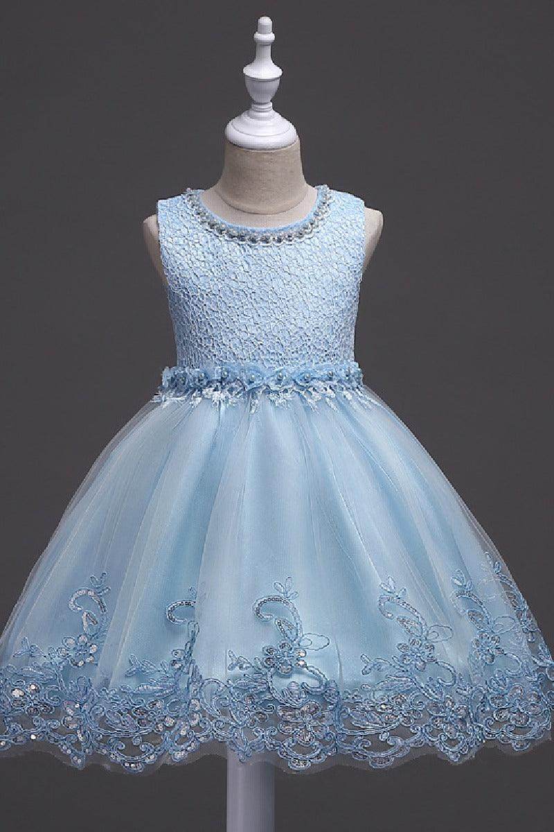 A-Line Scoop Neck Sleeveless Lace/Tulle Flower Girl Dresses With Bow(s) 554482591853 - COCOMELODY