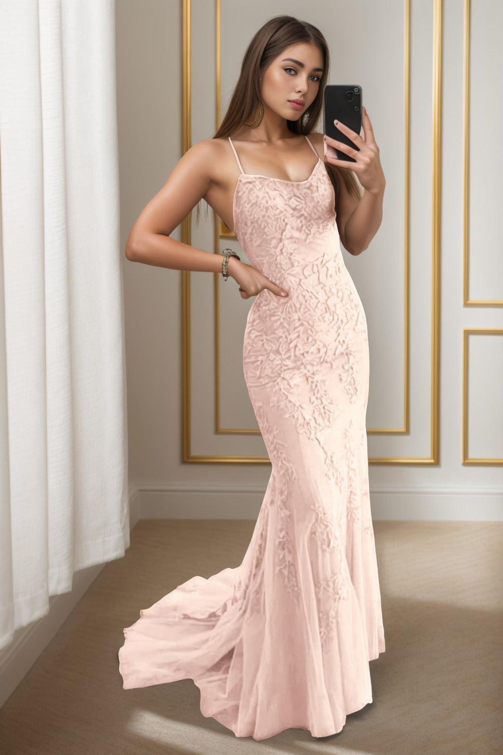 Trumpet-Mermaid Sweep-Brush Train Tulle Prom Dress CS0398 - COCOMELODY