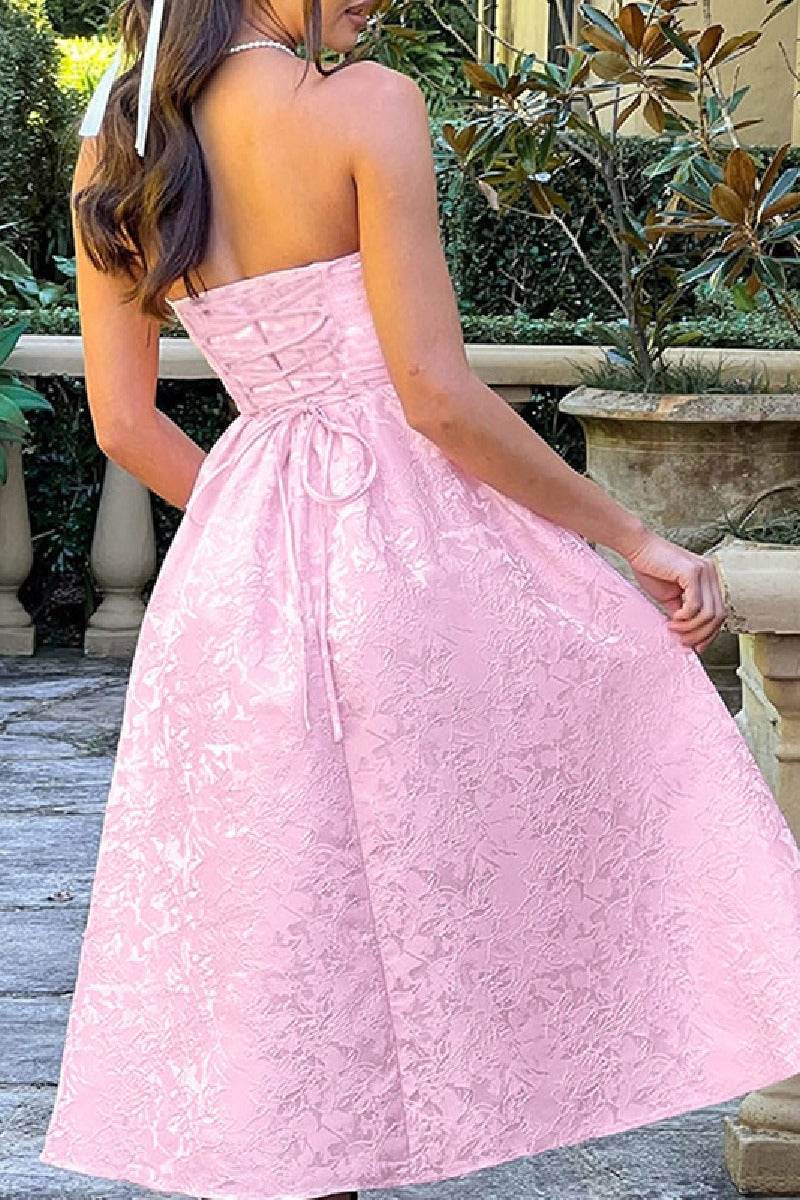 A-Line Midi Jacquard Dress 885712252250 - COCOMELODY