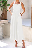A-Line Tea Length Chiffon Little White Dress 100031 - COCOMELODY