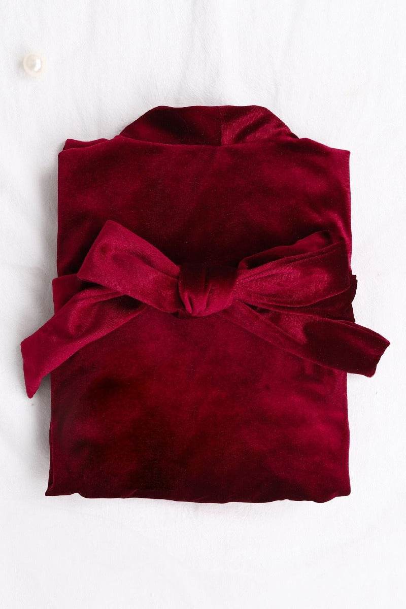 Velvet Knee Length Robe For Bride 600279553765 - COCOMELODY