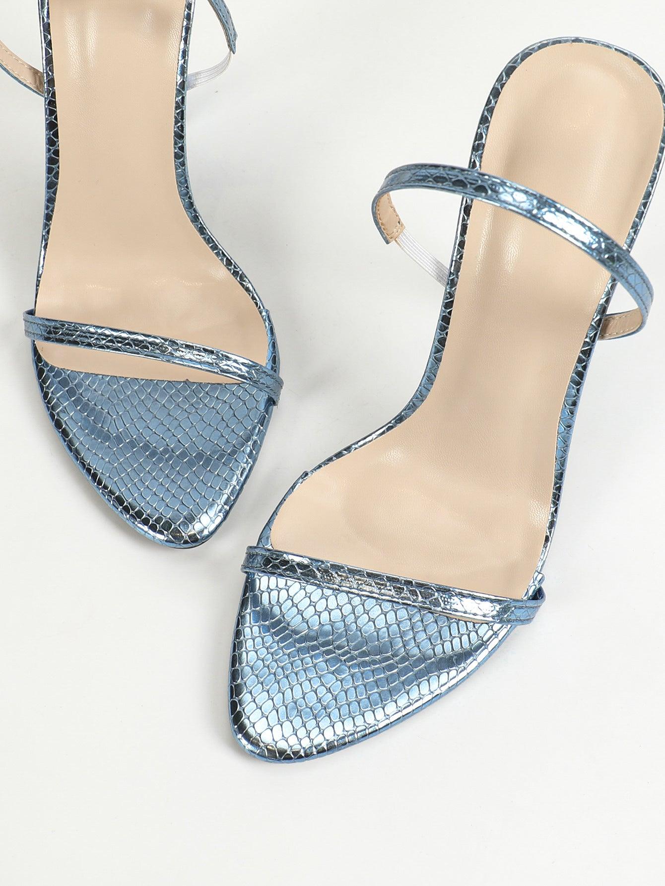 Faux Leather Single Strap Stiletto Heels 816351874612 - COCOMELODY