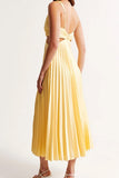 A-Line Tea Length Elastic Satin Wedding Guest Dress 1043657886538