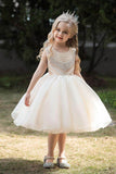 Ball-Gown Scoop Neck Sleeveless Satin/Tulle Flower Girl Dresses With Bow(s)/Beading 674520604690 - COCOMELODY
