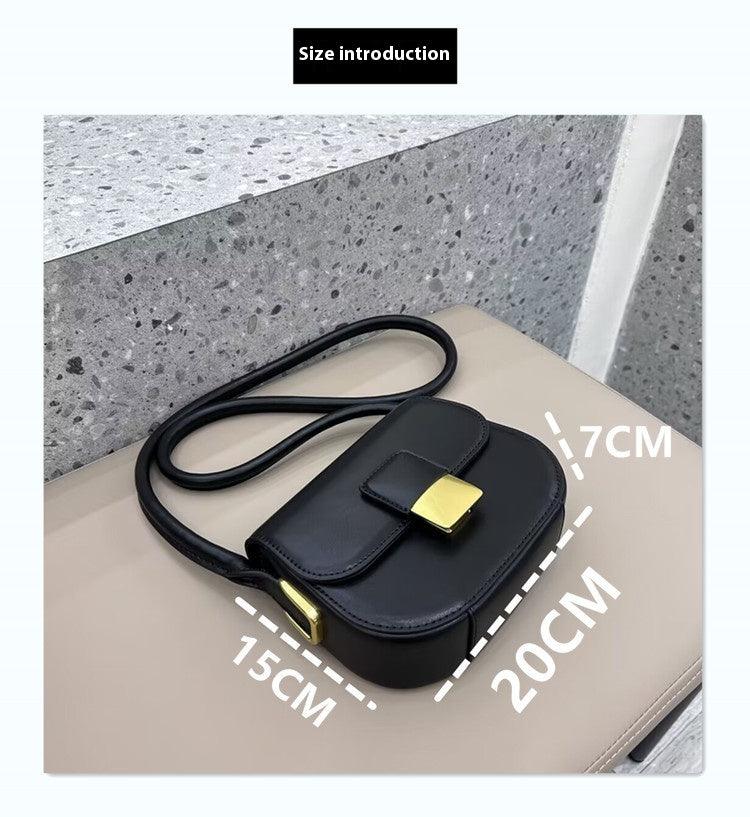 Leather half round saddle bag underarm bag 724733009492 - COCOMELODY