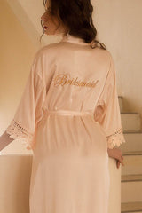 Personalized Bridesmaid Robes Sexy Lace Trim Satin Robes 878048482459 - COCOMELODY