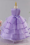 A-Line Sleeveless Round Neck Tulle Floor Length Flower Girl Dresses 1049620485587