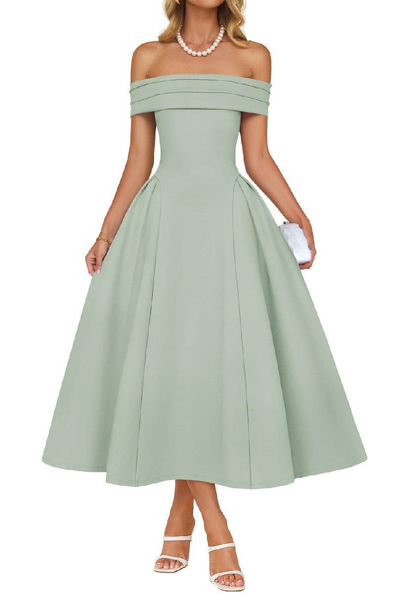 A-Line Midi Satin Formal Wedding Guest Dresses B0DS8NJRR3 - COCOMELODY