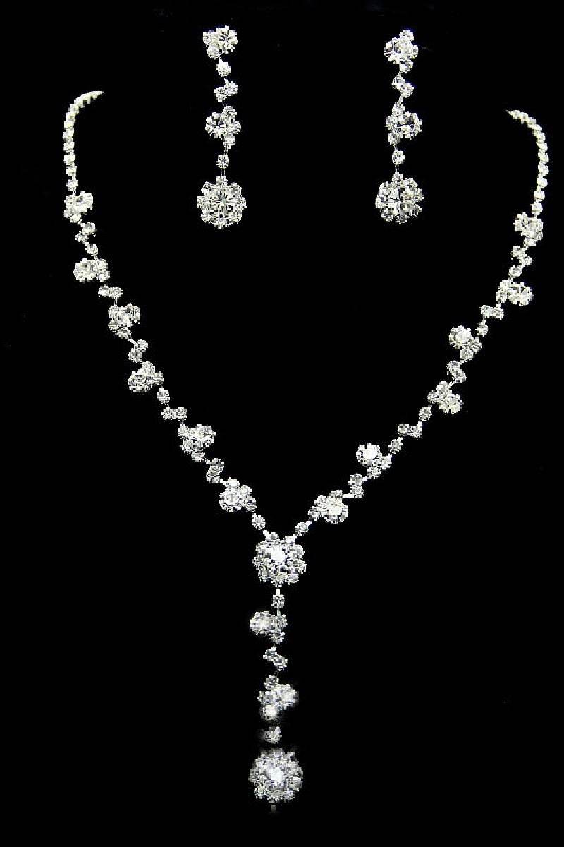 Elegant Rhinestone Wedding Earrings/Necklace Jewelry Sets (Set of 2) 571299893924 - COCOMELODY