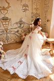 A-Line Off-Shoulder Tulle with Pink Bows Flower Girl Dresses 769956751133