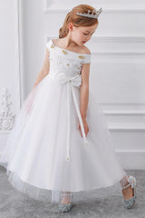 Ball-Gown/Princess Off the Shoulder Tulle Floor-length Flower Girl Dresses 598054757127 - COCOMELODY