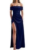 A-Line Elastic Silk like Satin Maxi Formal Wedding Guest Dresses B0DRFDHVGZ - COCOMELODY