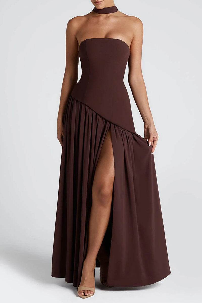 A-Line Maxi Knitted Fabric Dress 970800986791 - COCOMELODY
