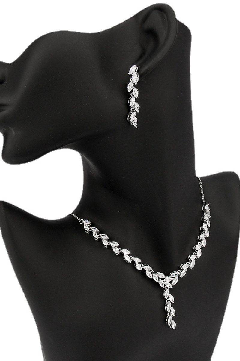 Gorgeous Zircon Earrings/Necklace Jewelry Sets (Set of 2) 702777627165 - COCOMELODY
