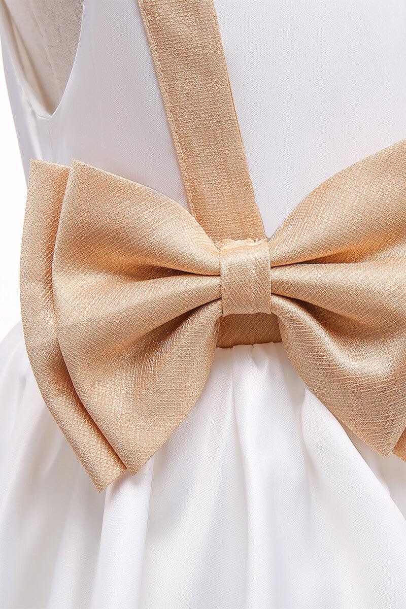 A-Line Mini Satin Flower Girl Dress 682558338968 - COCOMELODY