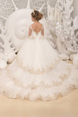 Ball Gown Court Train Tulle Lace Flower Girl Dress 737454268619