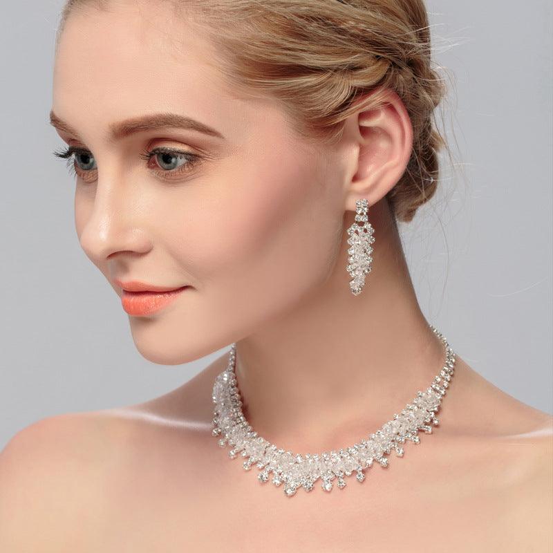 Jewelry Pearl Rhinestone Necklace Earrings 2-Piece Set 526530675260 - COCOMELODY